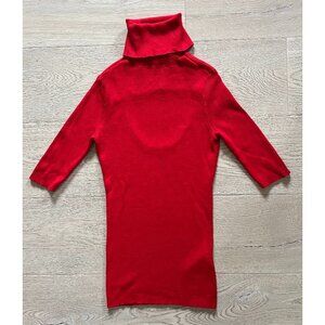 Guess Red Ribbed Turtleneck Sweater with Open Back Cutout